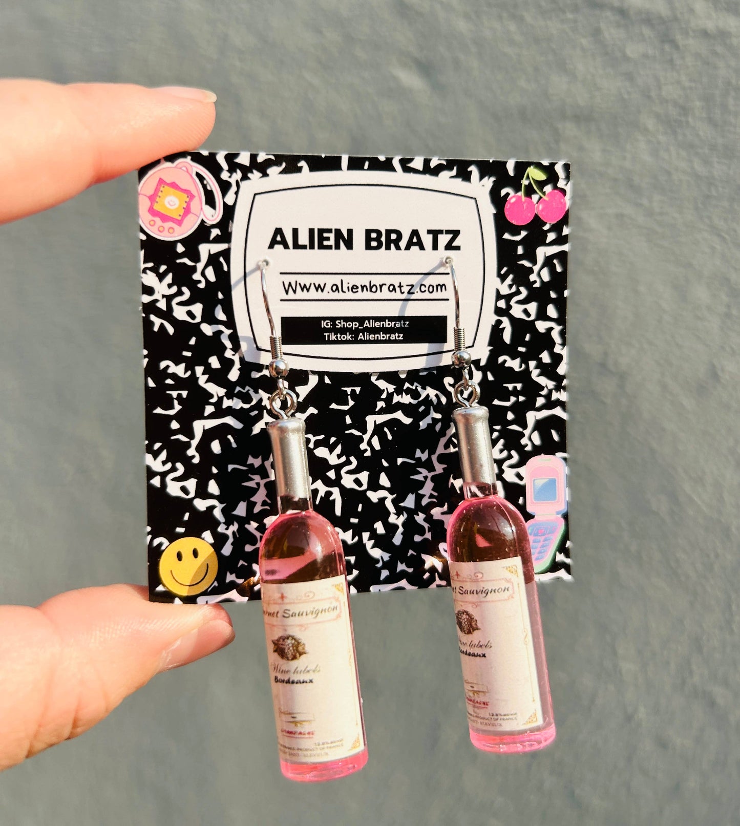 Wine Bottle Wire EarringsPink tiful of LOVE