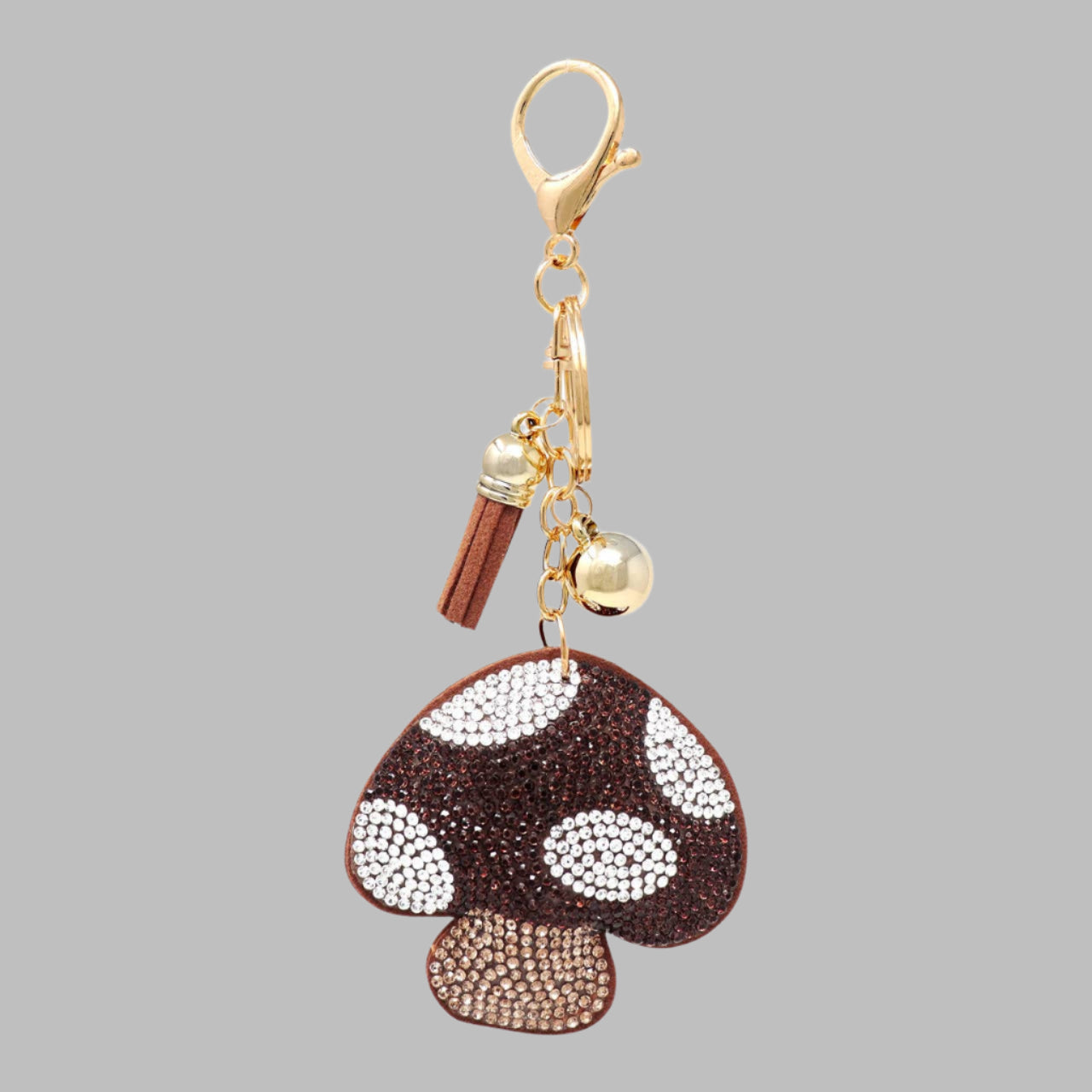 Bling Crystal Brown Mushroom Key Chain