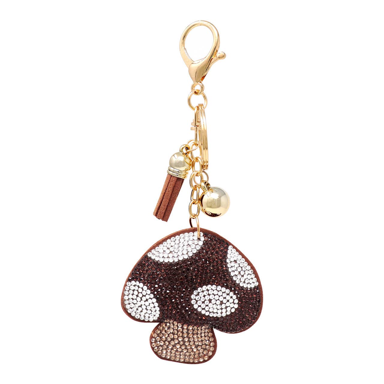 Bling Crystal Brown Mushroom Key Chain