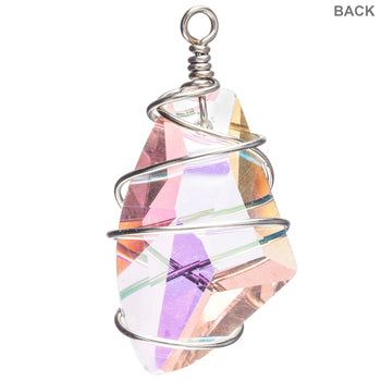 Wire Wrapped Crystal Pendant on a Silver chain NecklacePink tiful of LOVE