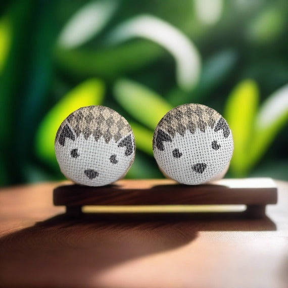 Hedgehog (small) Fabric button Stud EarringsPink tiful of LOVE