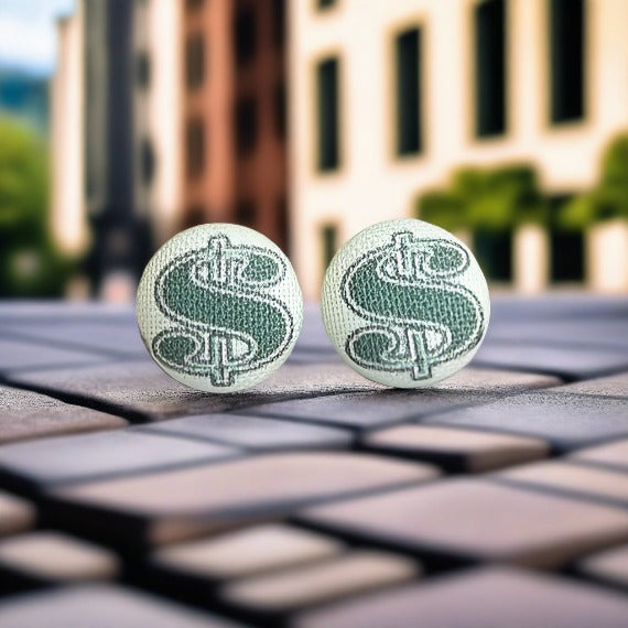 Money Fabric (small) button Stud EarringsPink tiful of LOVE
