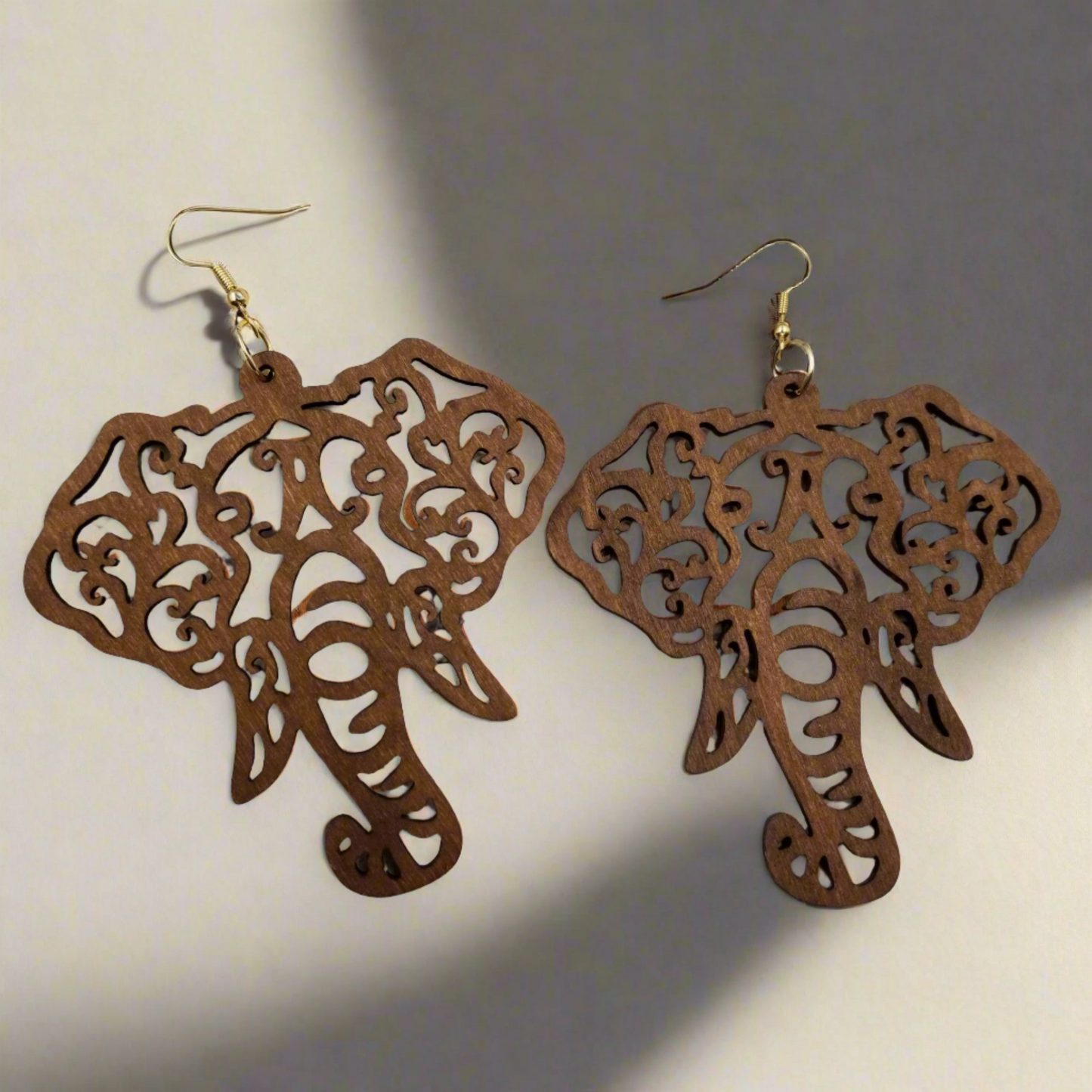 Brown Wooden Elephant Wire EarringsPink tiful of LOVE