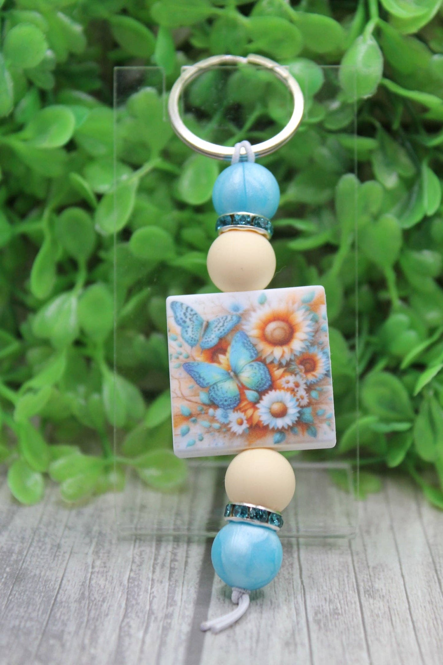 Floral Butterfly Beaded Silicone Keychain | Whimsical Gift