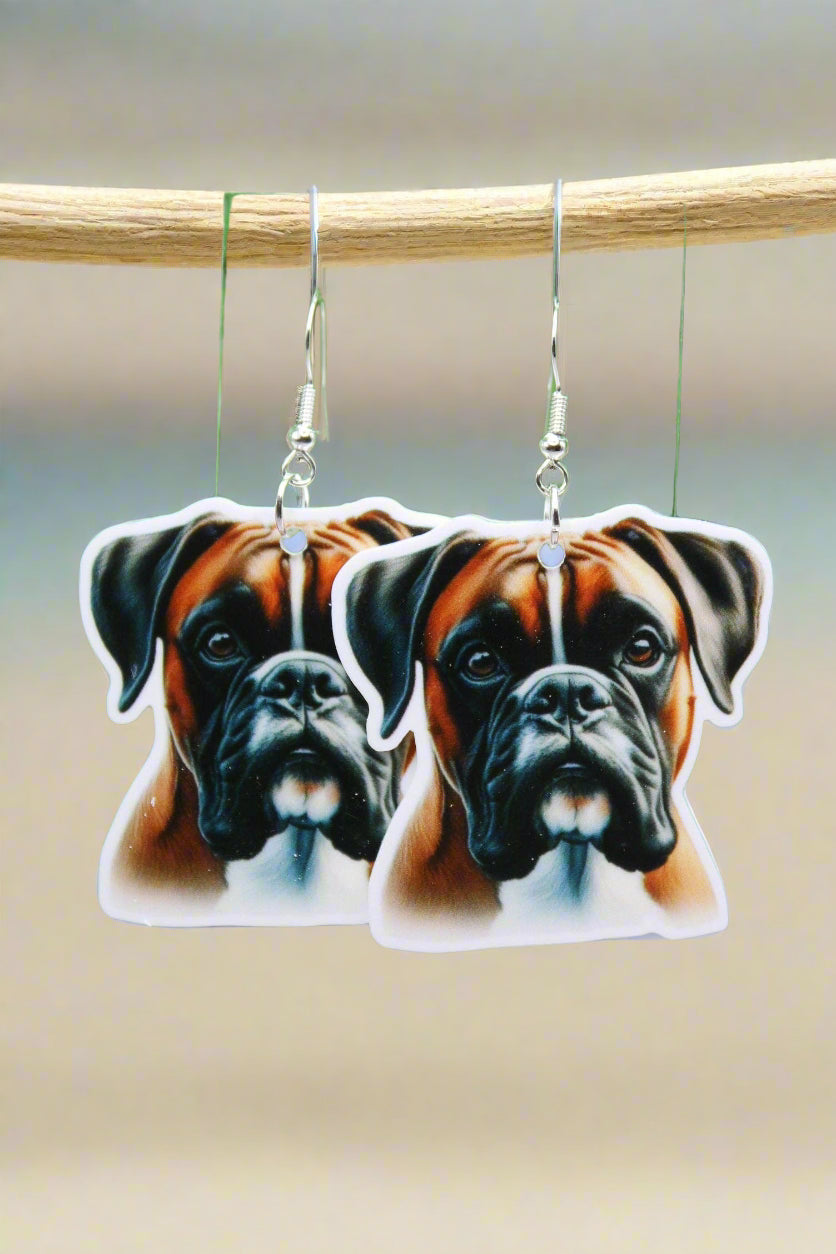 Boxer Dog Wire Earrings