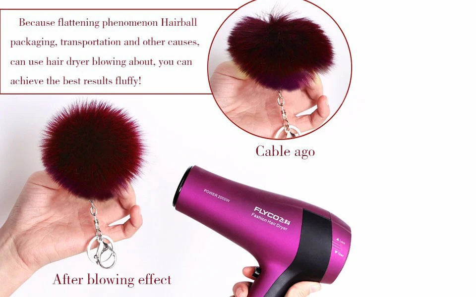 Rainbow Heart Imitation Rabbit Fur Key Chain