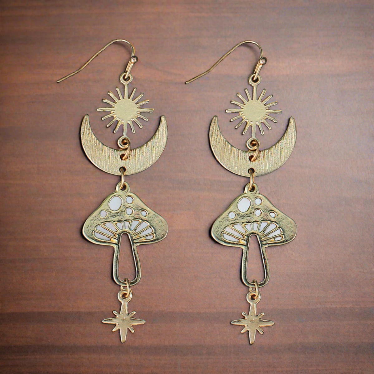 Magical Mushroom Lunar Gold EarringsPink tiful of LOVE