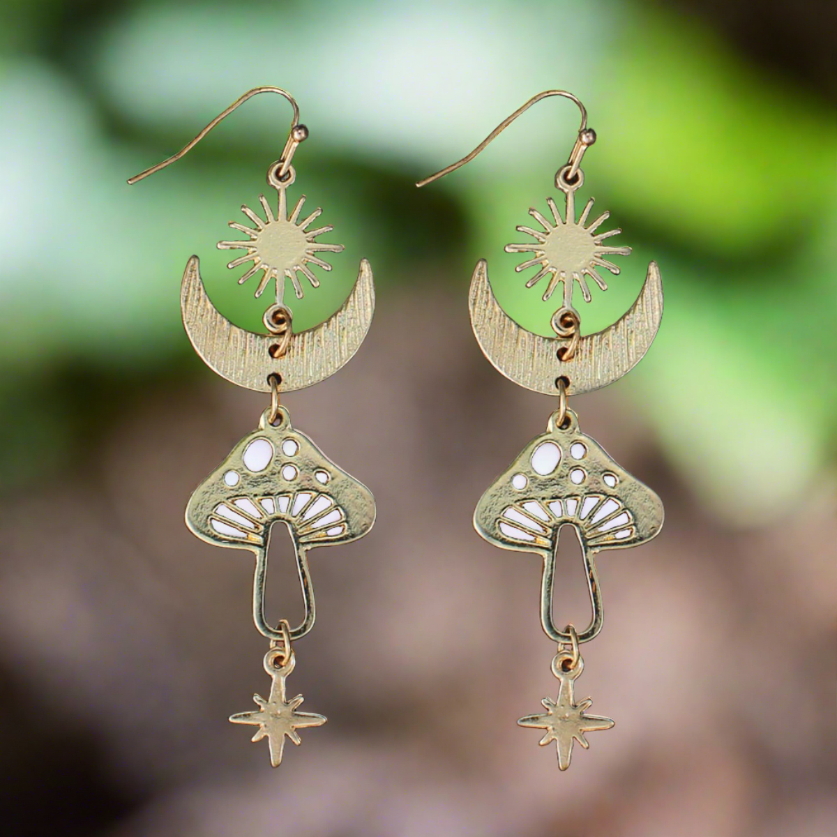 Magical Mushroom Lunar Gold EarringsPink tiful of LOVE
