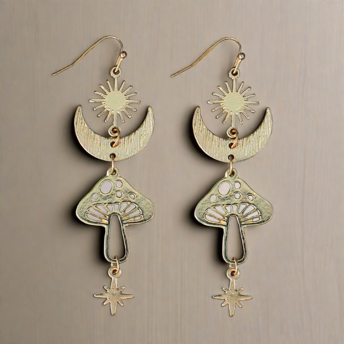 Magical Mushroom Lunar Gold EarringsPink tiful of LOVE
