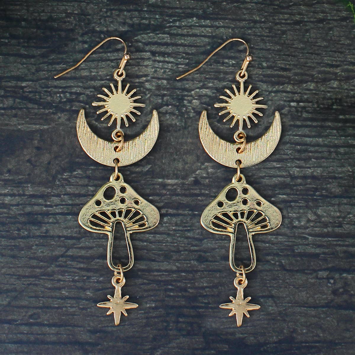 Magical Mushroom Lunar Gold EarringsPink tiful of LOVE