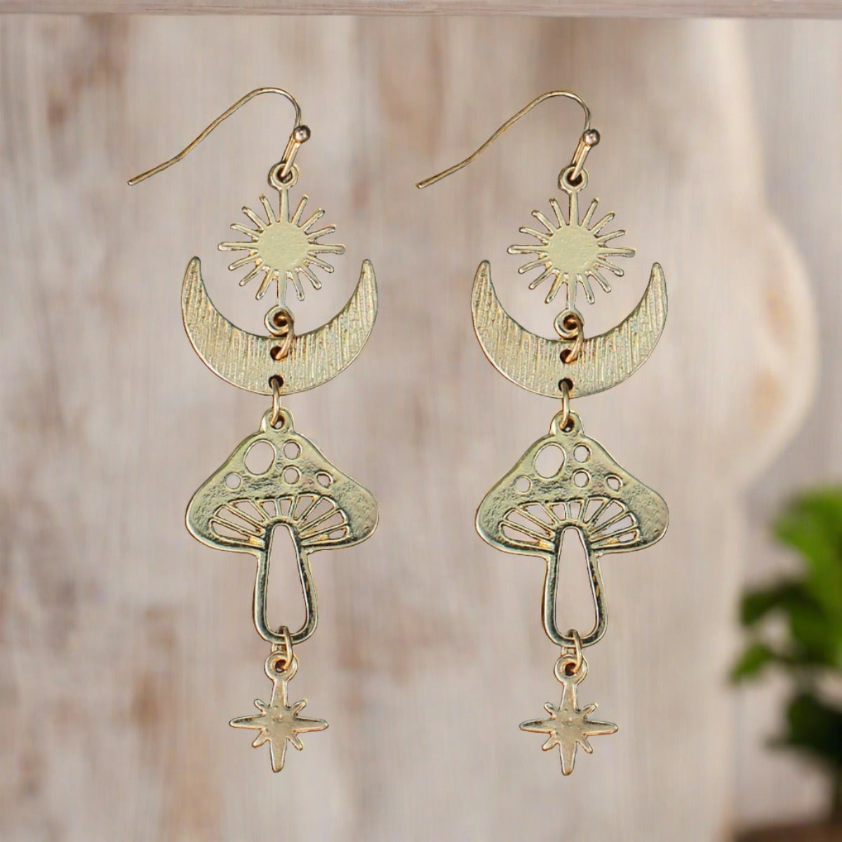 Magical Mushroom Lunar Gold EarringsPink tiful of LOVE