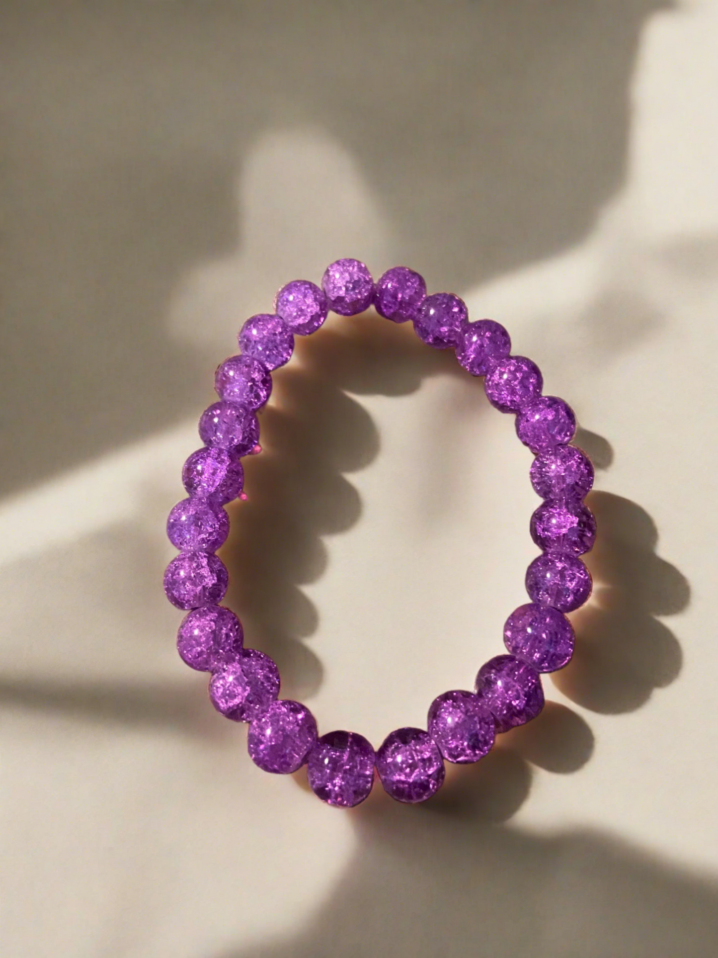 Purple Round Cracked Glass Beaded Elastic/Stretch BraceletPink tiful of LOVE