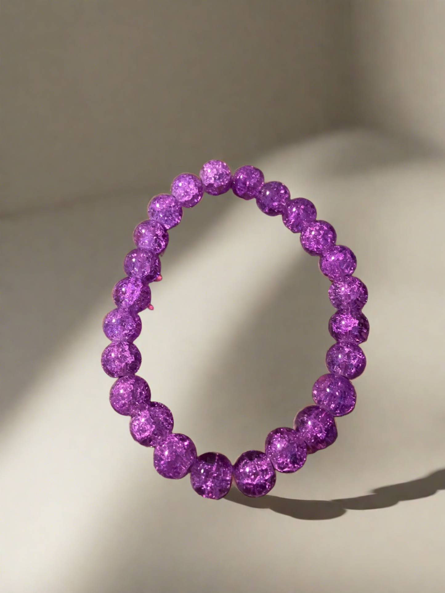 Purple Round Cracked Glass Beaded Elastic/Stretch BraceletPink tiful of LOVE