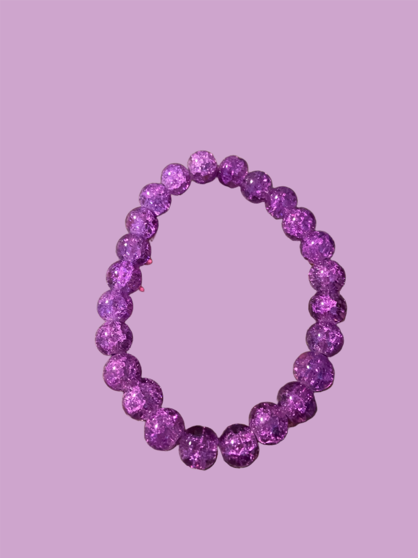 Purple Round Cracked Glass Beaded Elastic/Stretch BraceletPink tiful of LOVE