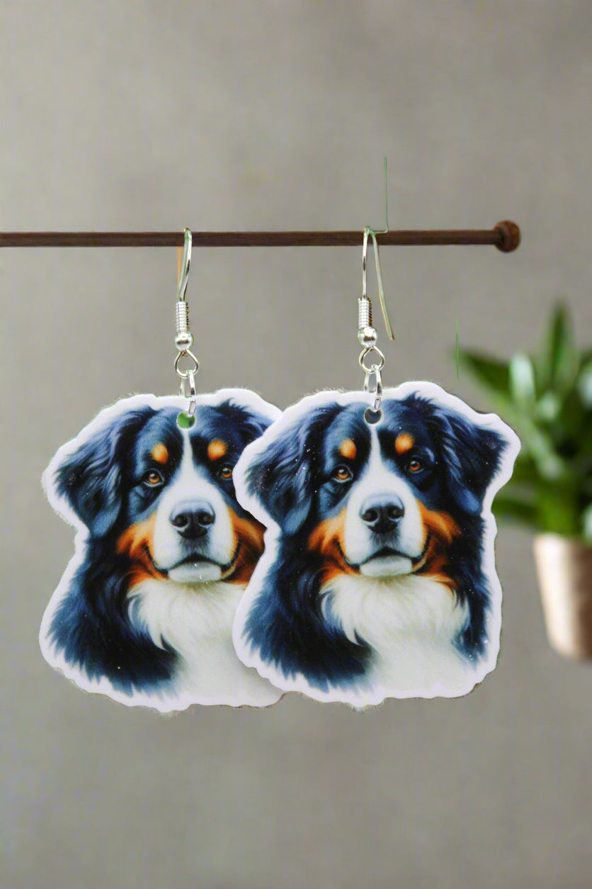Bernese Mountain Dog Wire Earrings