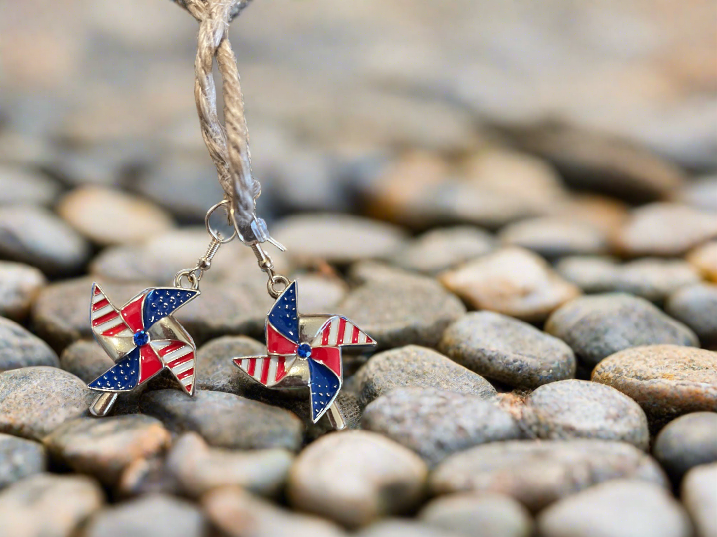 Patriotic Pinwheels Wire EarringsPink tiful of LOVE