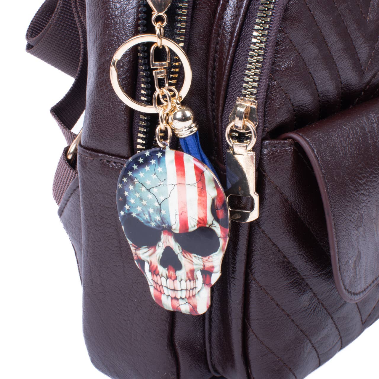 American Flag Skull Key Chain