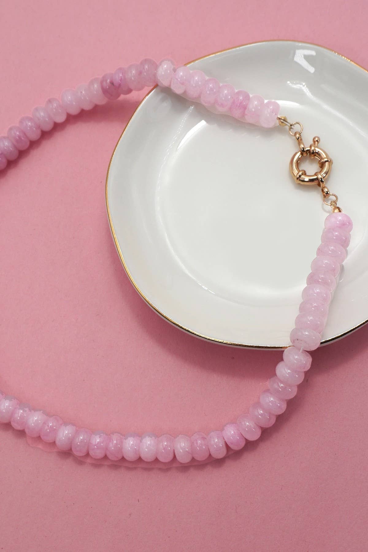 ROSE QUARTZ Stone Beaded Necklace