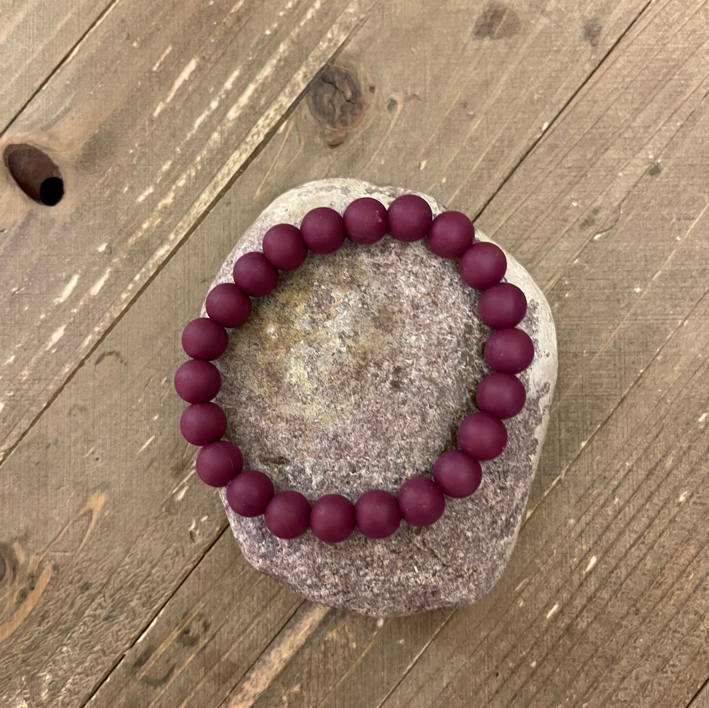 Red Wine Silicon Rubber Beaded Elastic/Stretch BraceletPink tiful of LOVE
