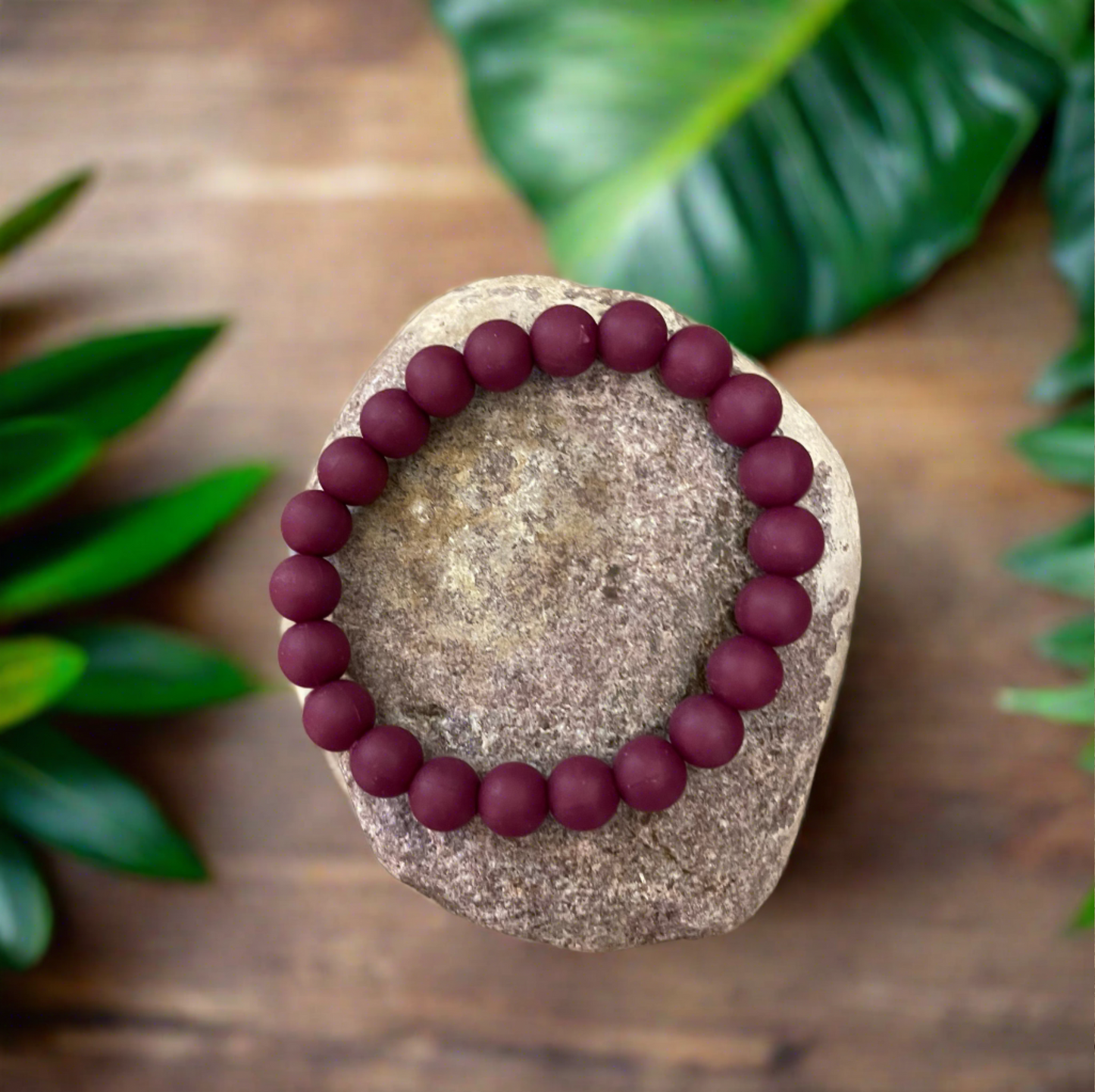 Red Wine Silicon Rubber Beaded Elastic/Stretch BraceletPink tiful of LOVE