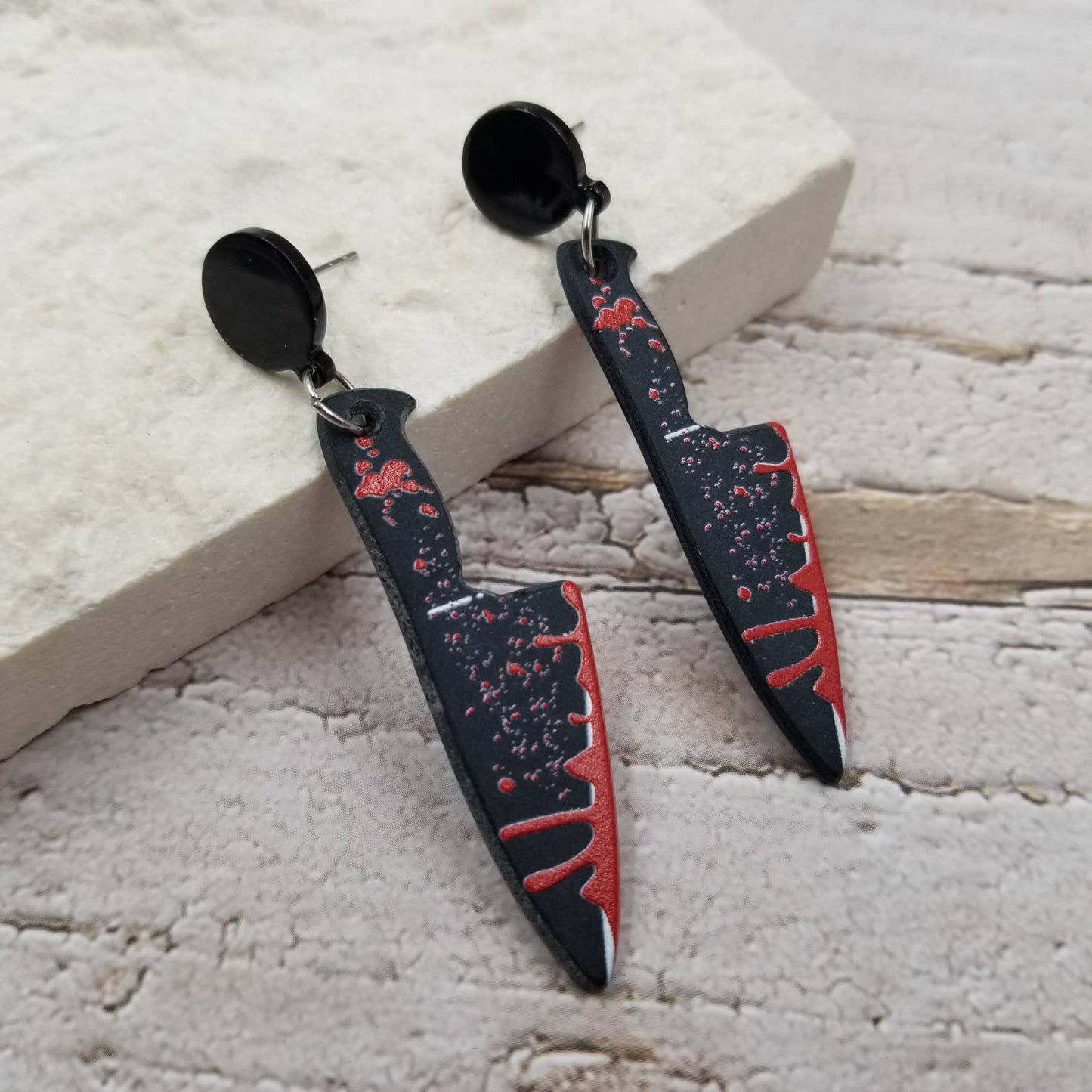 Halloween Bloody Goth knife Post EarringsPink tiful of LOVE