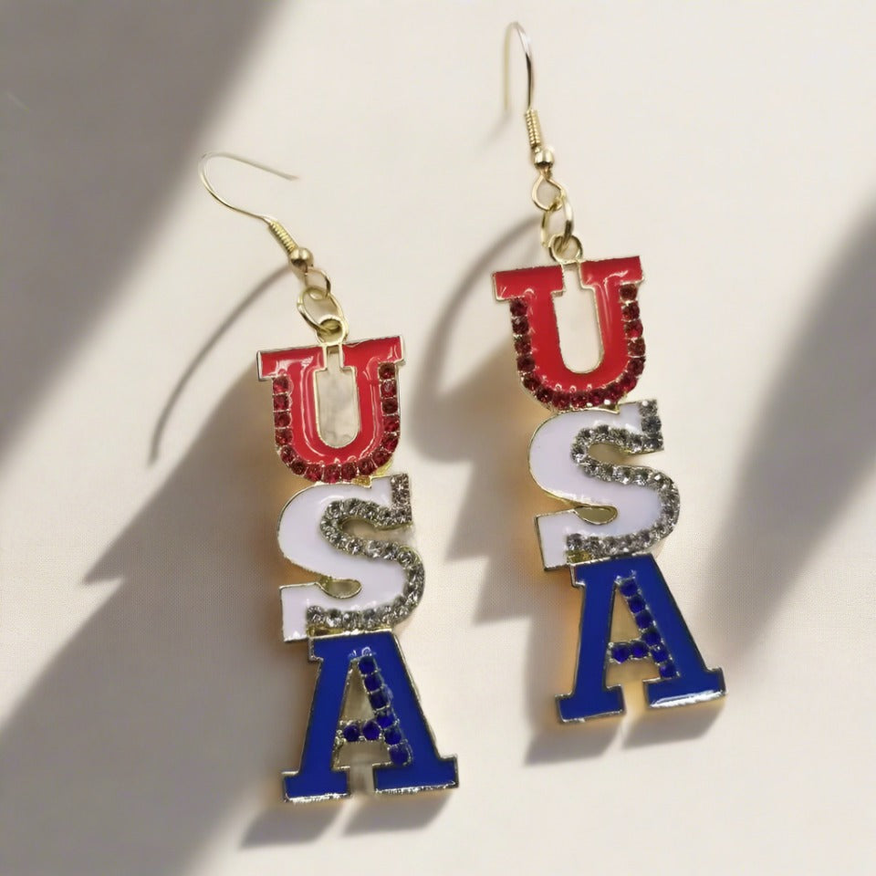 4th of July USA Crystal EarringsPink tiful of LOVE
