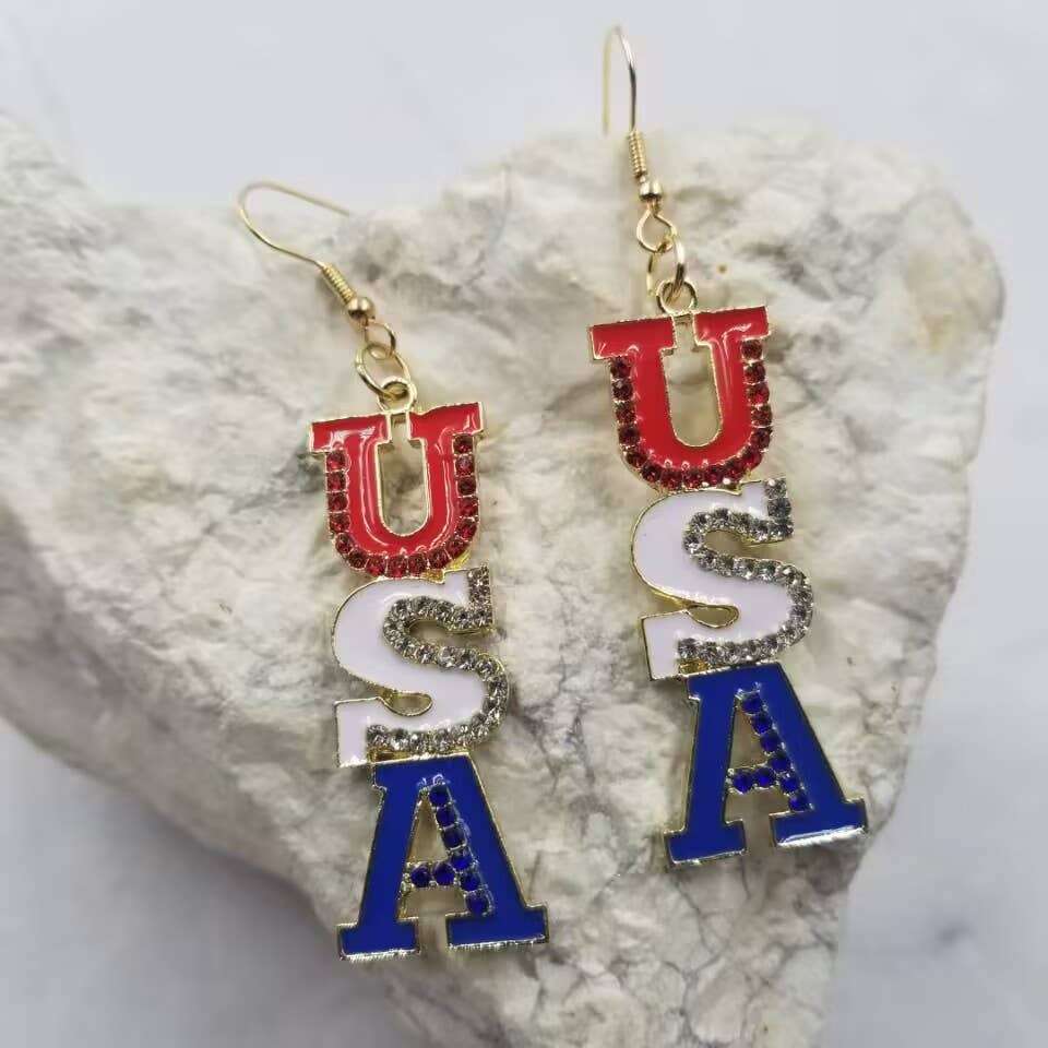 4th of July USA Crystal EarringsPink tiful of LOVE