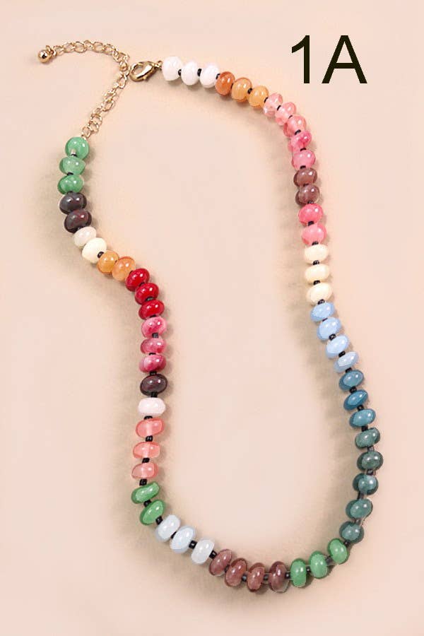 NATURAL AGATE GLASS BEADED NECKLACE