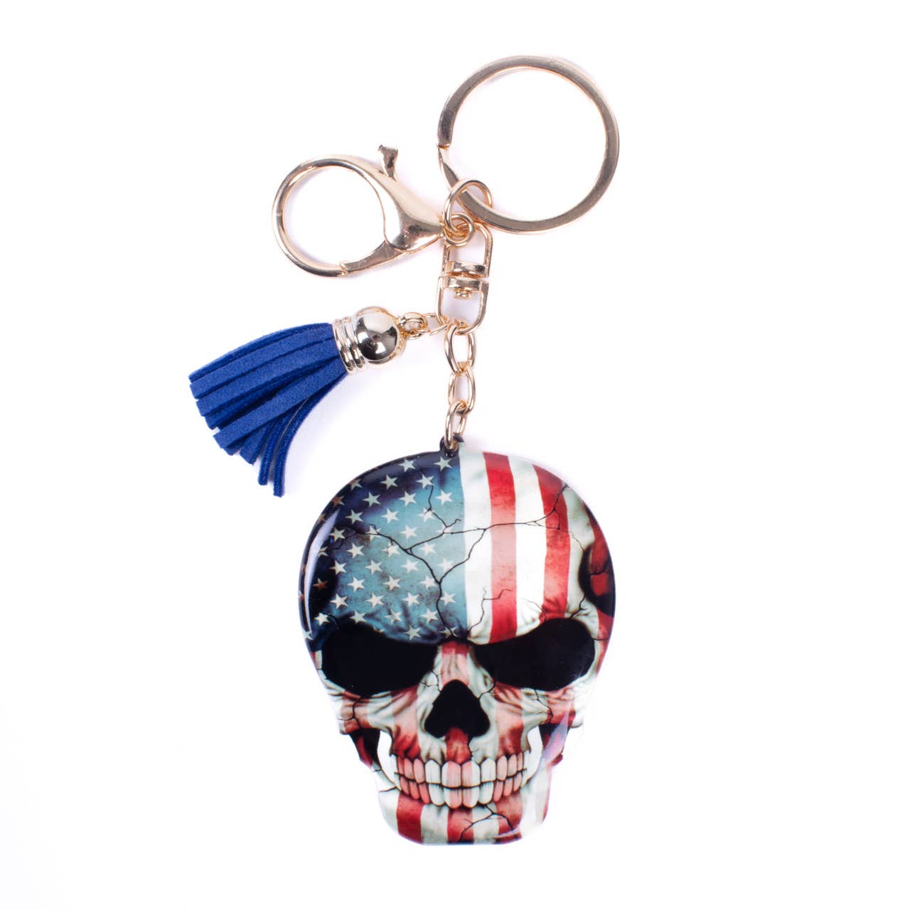 American Flag Skull Key Chain