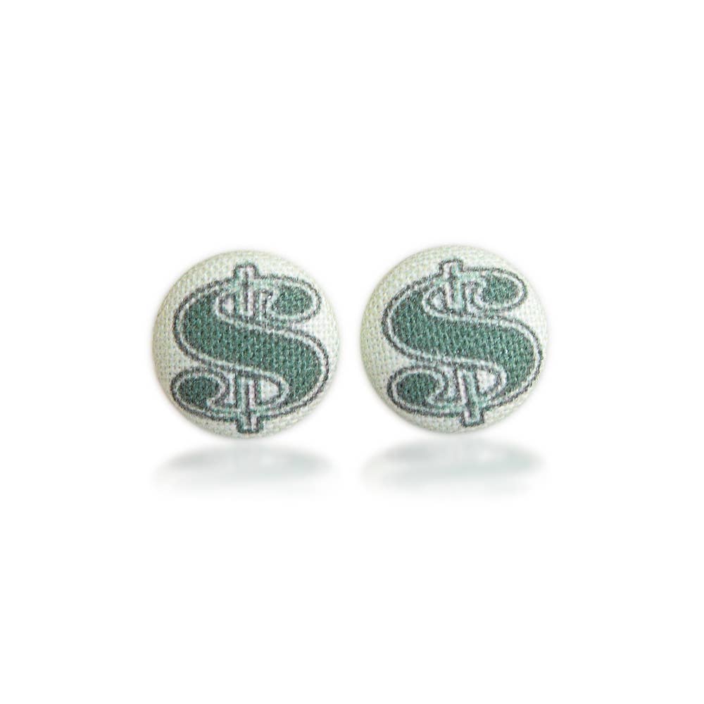 Money Fabric (small) button Stud EarringsPink tiful of LOVE