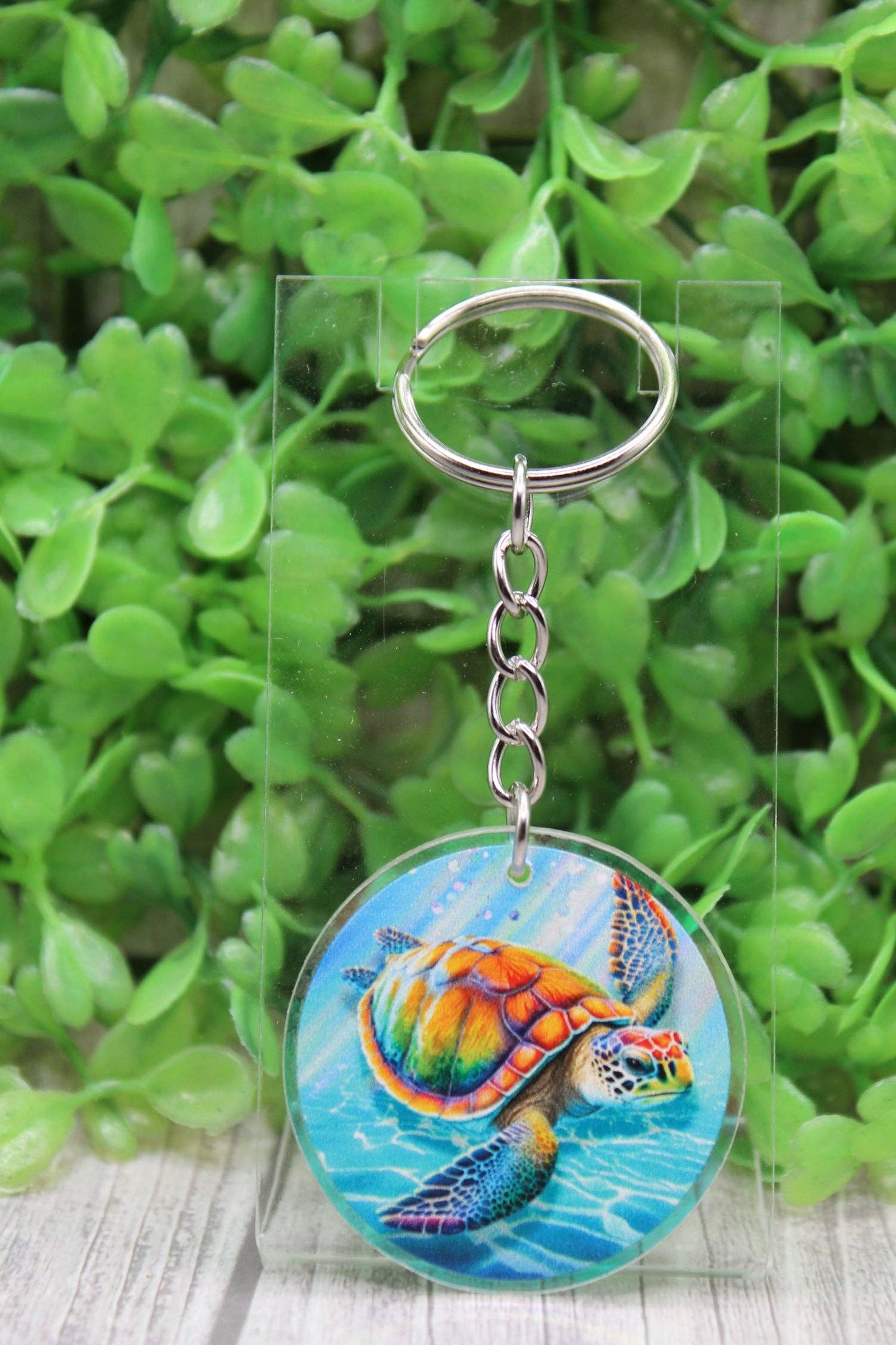 Sea Turtle Circle Acrylic Keychain | Ocean Lover Gift