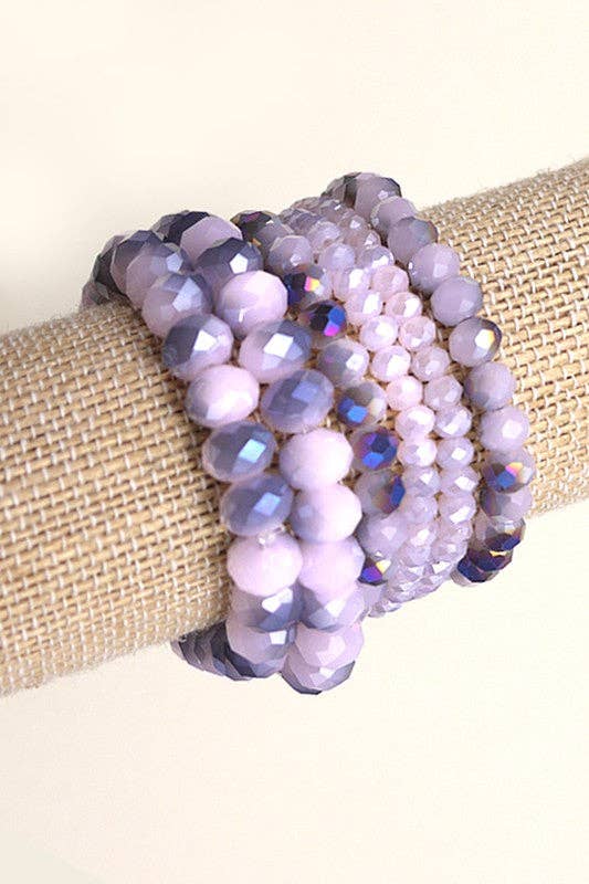 Lavender GLASS BEADED STRETCH BRACELET SET
