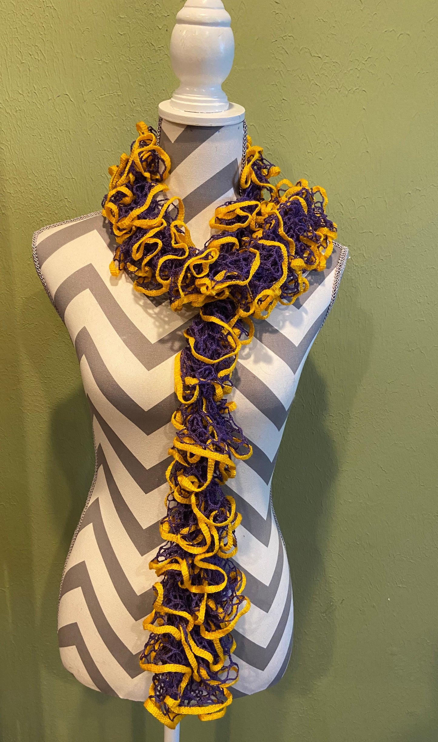 Ruffled Scarf handmade with Starbella Stripes yarn-MedalPink tiful of LOVE