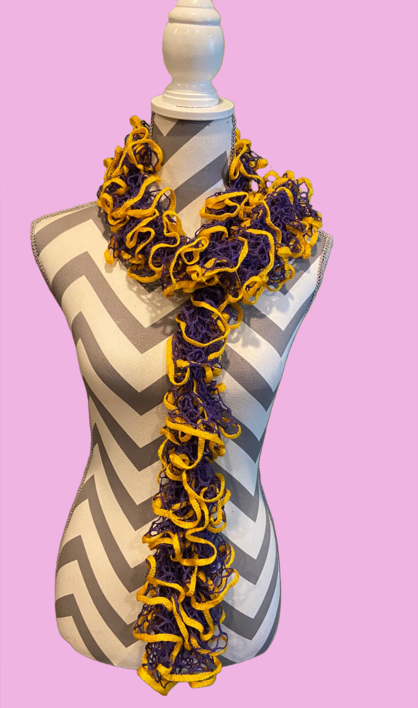 Ruffled Scarf handmade with Starbella Stripes yarn-MedalPink tiful of LOVE