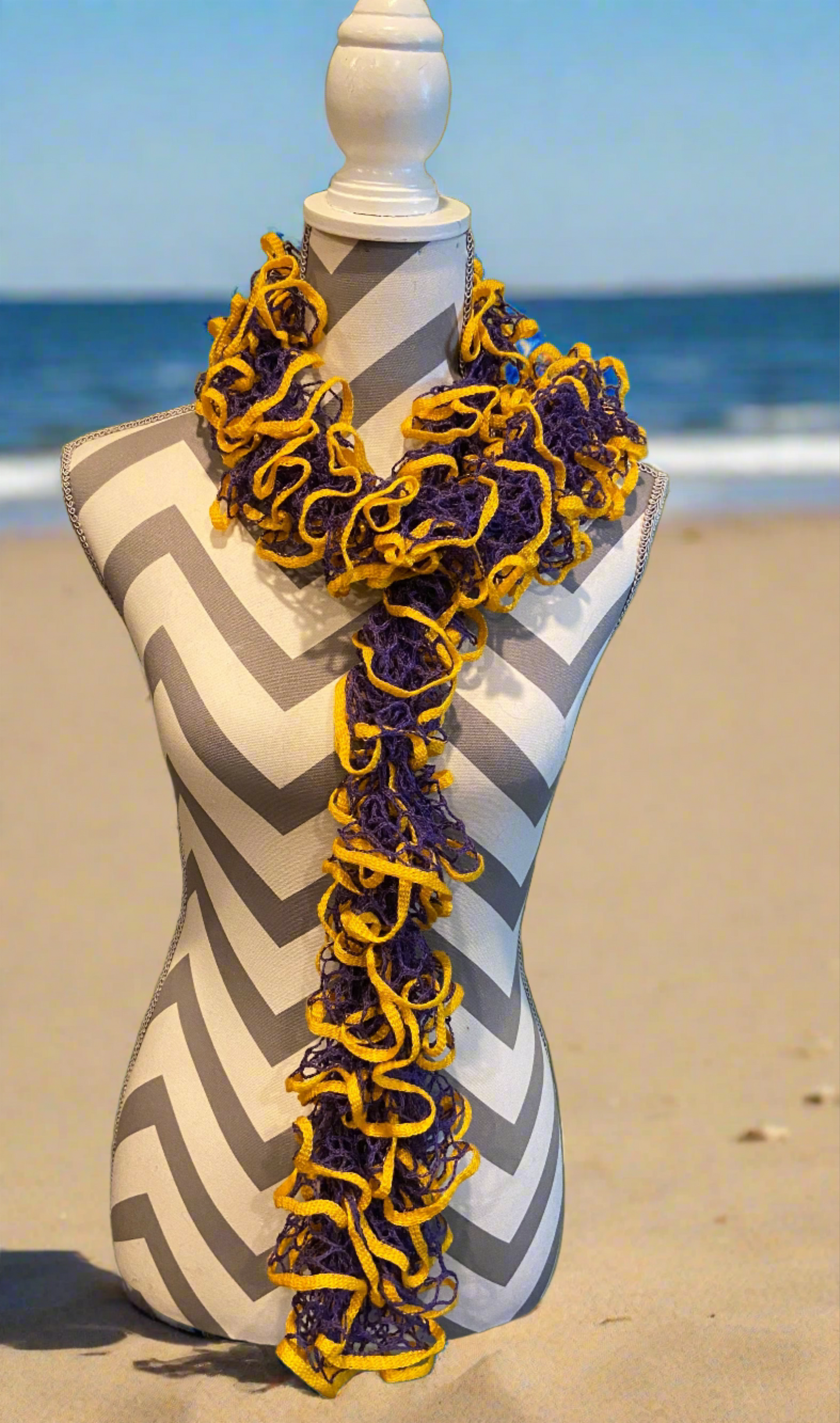 Ruffled Scarf handmade with Starbella Stripes yarn-MedalPink tiful of LOVE