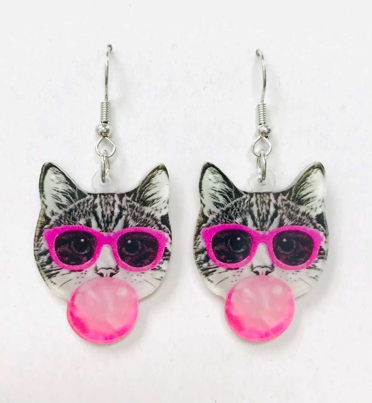 SimpleNGreat - Acrylic Bubble Gum Cat Earrings