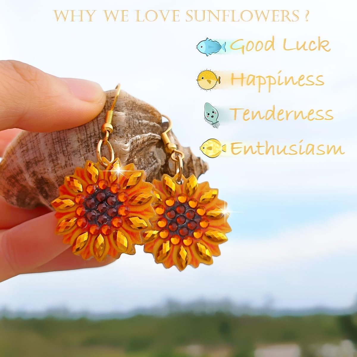 Diamond Painting Sunflower Wire EarringsPink tiful of LOVE