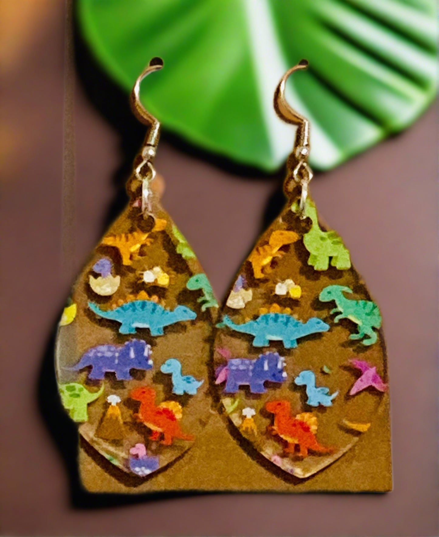 Acrylic Dinosaur Wire EarringsPink tiful of LOVE