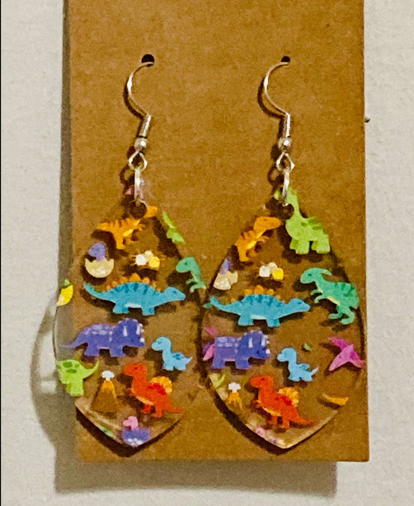 Acrylic Dinosaur Wire EarringsPink tiful of LOVE
