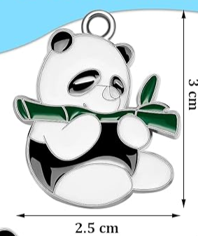 So Cute Panda with a bamboo Pendant on a Silver Chain NecklacePink tiful of LOVE