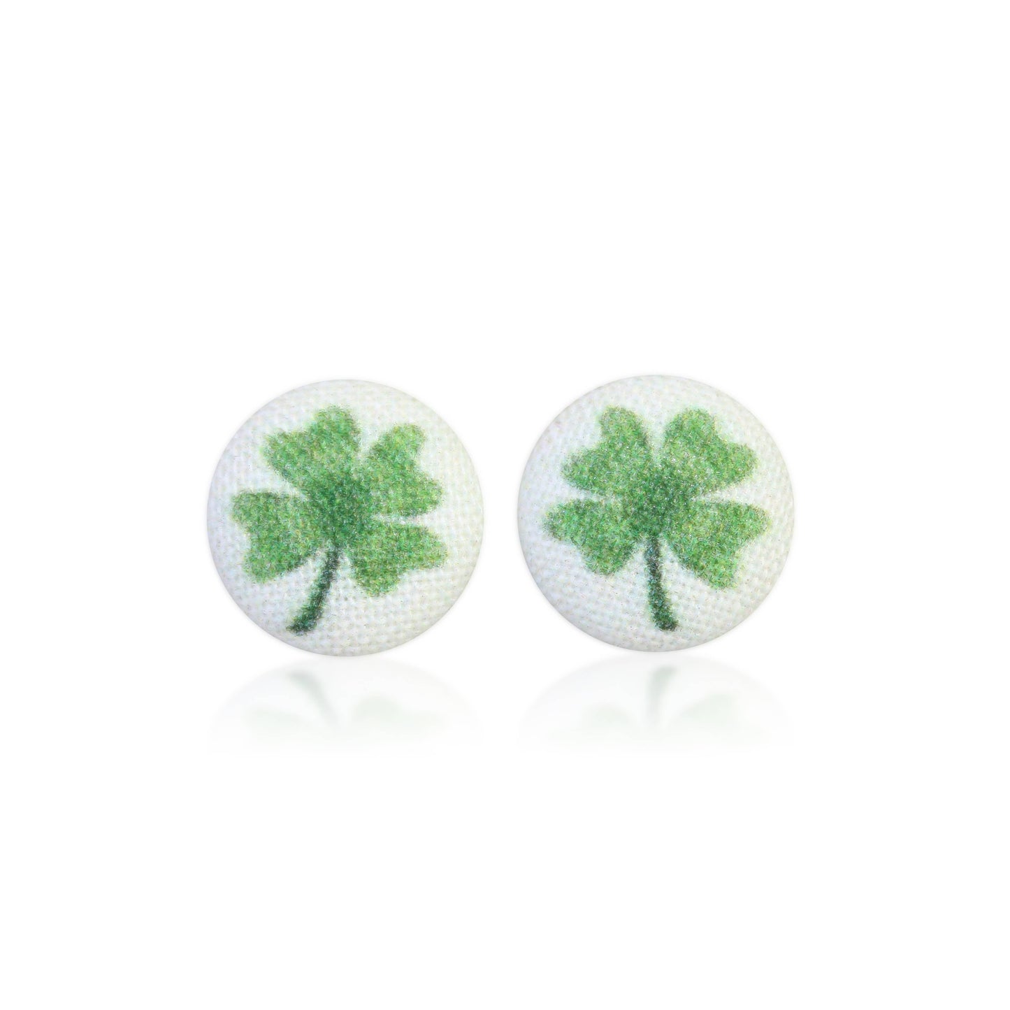 Four Leaf Clover (small) Fabric button Stud EarringsPink tiful of LOVE