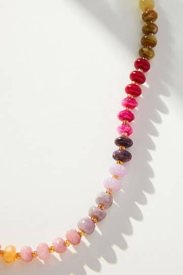 NATURAL AGATE GLASS BEADED NECKLACE