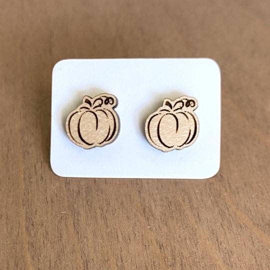 Wooden Pumpkin Stud EarringsPink tiful of LOVE