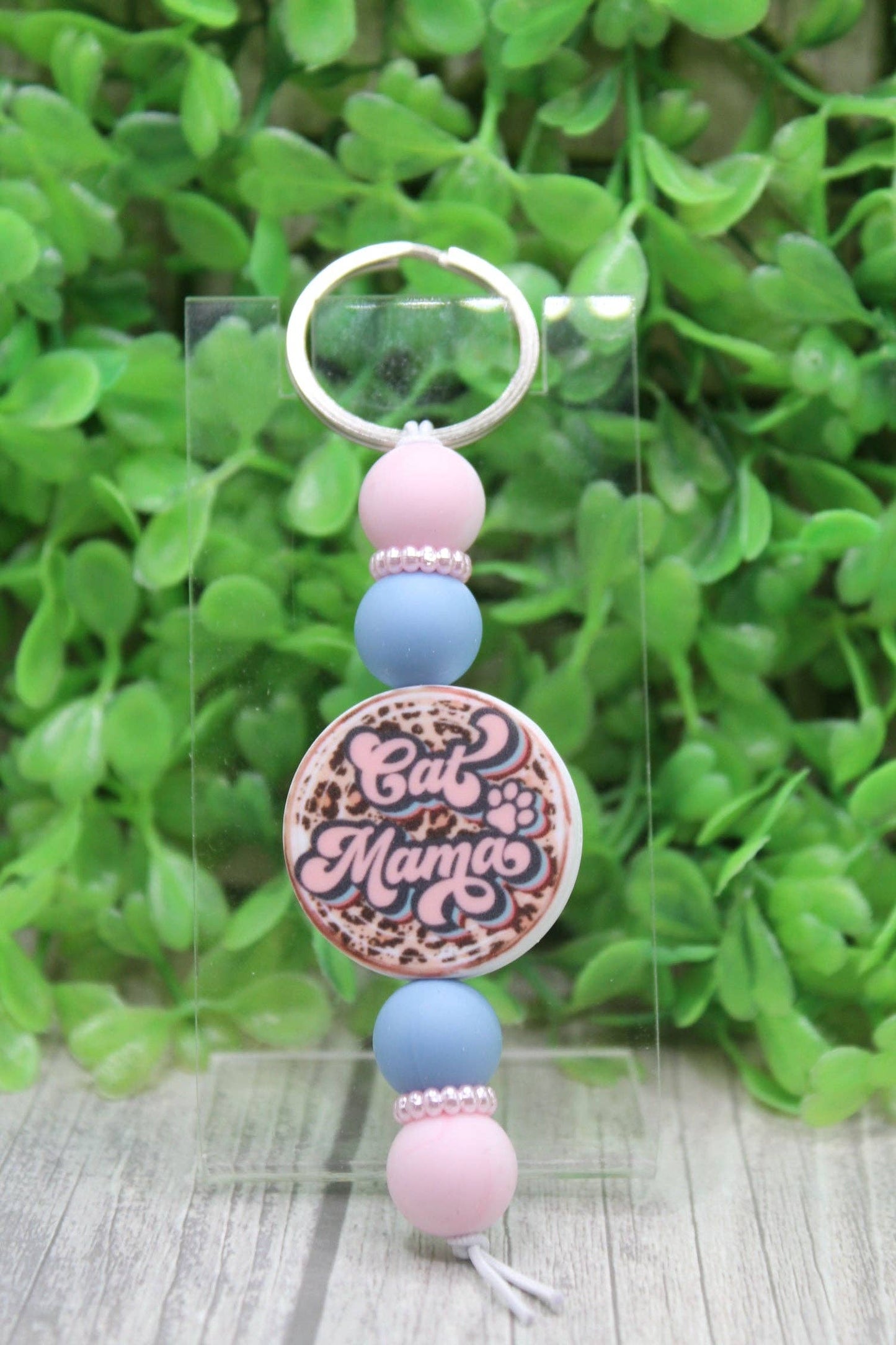 Cat Mama Silicone Beaded Keychain | Cute Gift for Cat Lovers