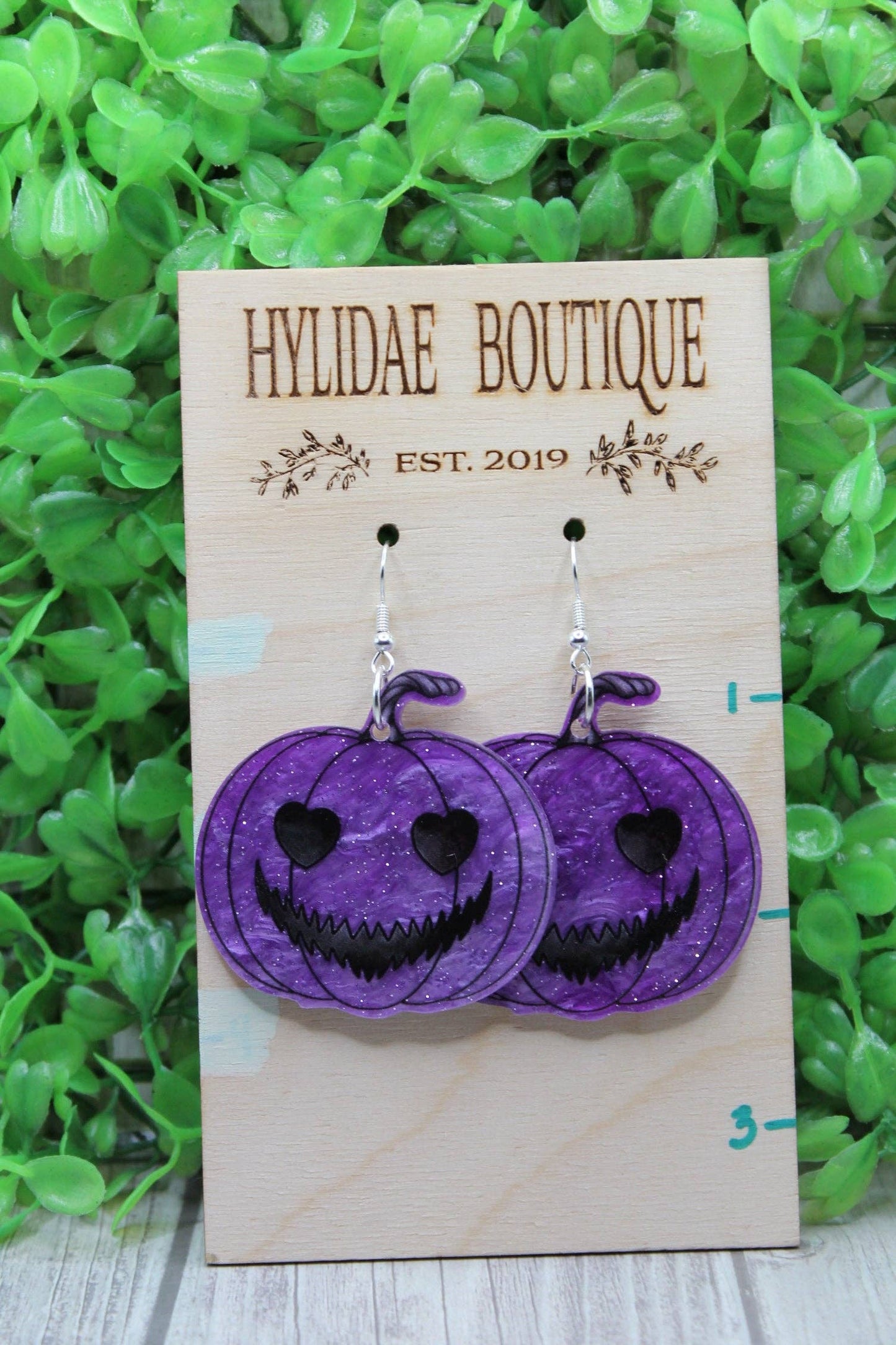 Purple Shimmer Jack-O-Lantern Dangle Earrings