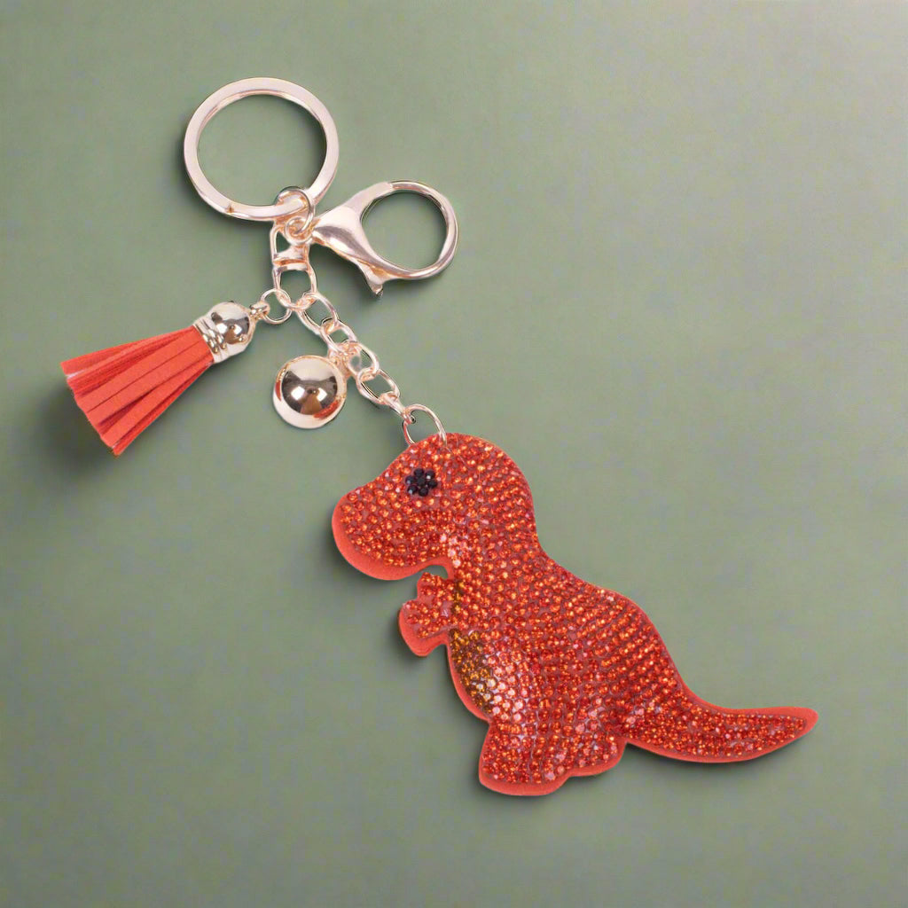 Bling Crystal Orange Dinosaur Key Chain