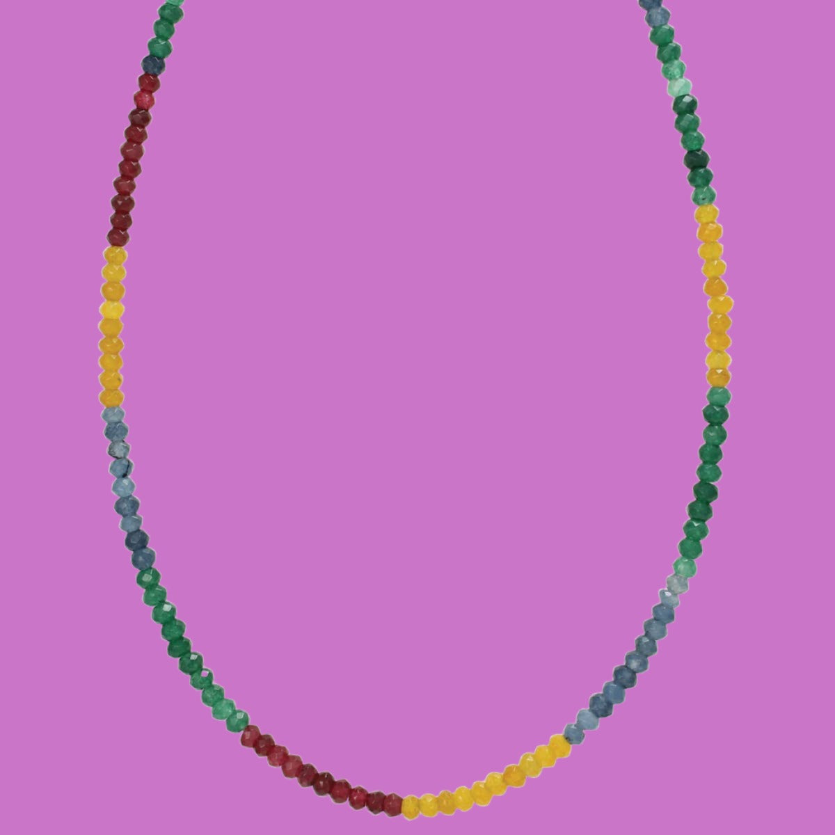 Jade Facet Stone Bead Multicolor NecklacePink tiful of LOVE