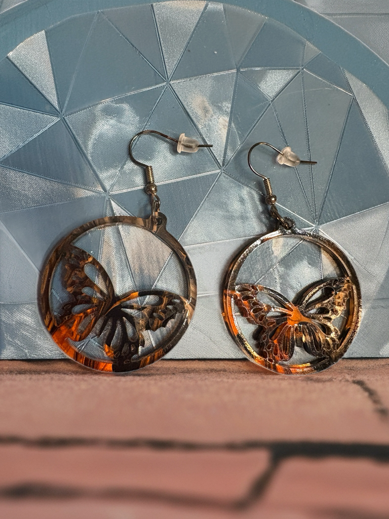 Butterfly Circle Earrings – Lightweight Acrylic Statement Jewelry