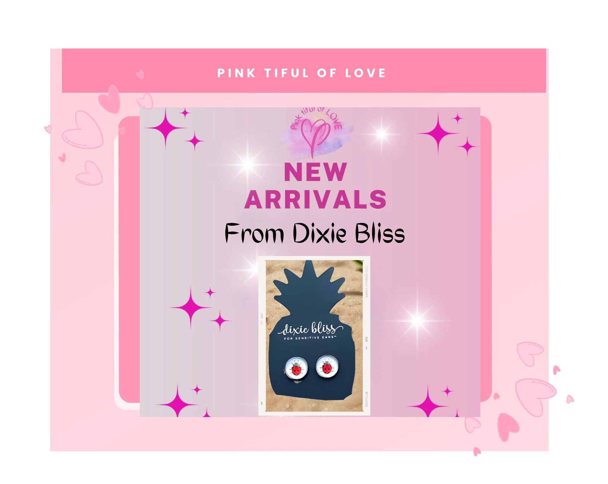 Ladybug Photo Glass Stud EarringsPink tiful of LOVE