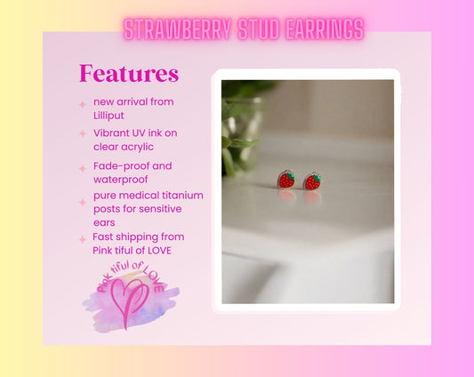 Strawberry Stud EarringsPink tiful of LOVE